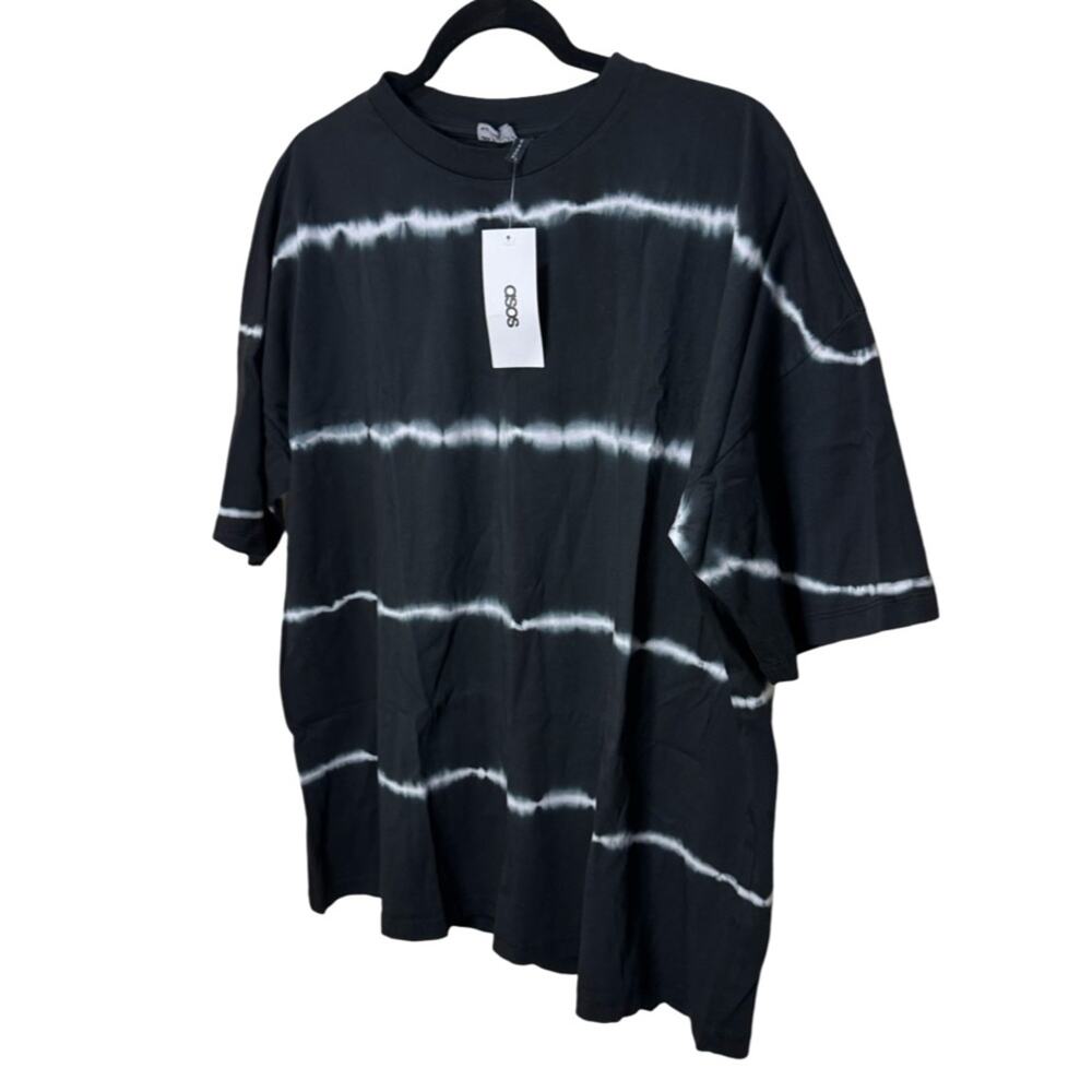 ASOS Design Oversized T-Shirt in Black Tie Dye Stripe - 8 - Picture 3 of 6